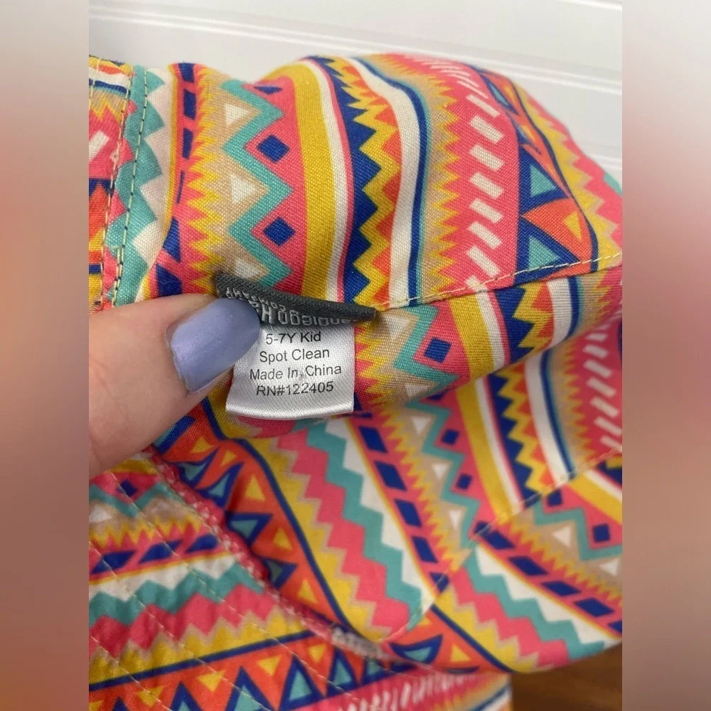 San Diego Hat Company Colorful Reversible Patterned Kids Sun Hat 5-7Y EUC